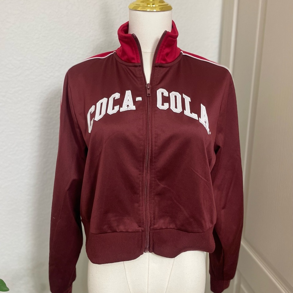 Coca Cola Women's Burgundy Bomber Jacket Size S/M